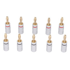 10 kpl Sound Banana Plug 24k Gold Dual Screw Lock kaiutinliitin kaiutinjohdoille kotiteatteri hinta ja tiedot | USB-sovittimet äänentoistoon | hobbyhall.fi