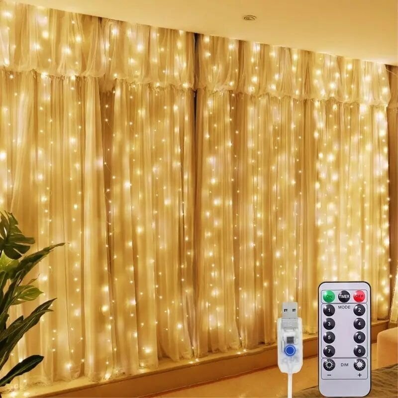 (6Mx3M 600LEDsWhite)Verhovalot Fairy Garland ikkunassa USB 8 Modes Valonauha Joulu Hääjuhla Juhla Kodinsisustus hinta ja tiedot | Joulukoristeet | hobbyhall.fi