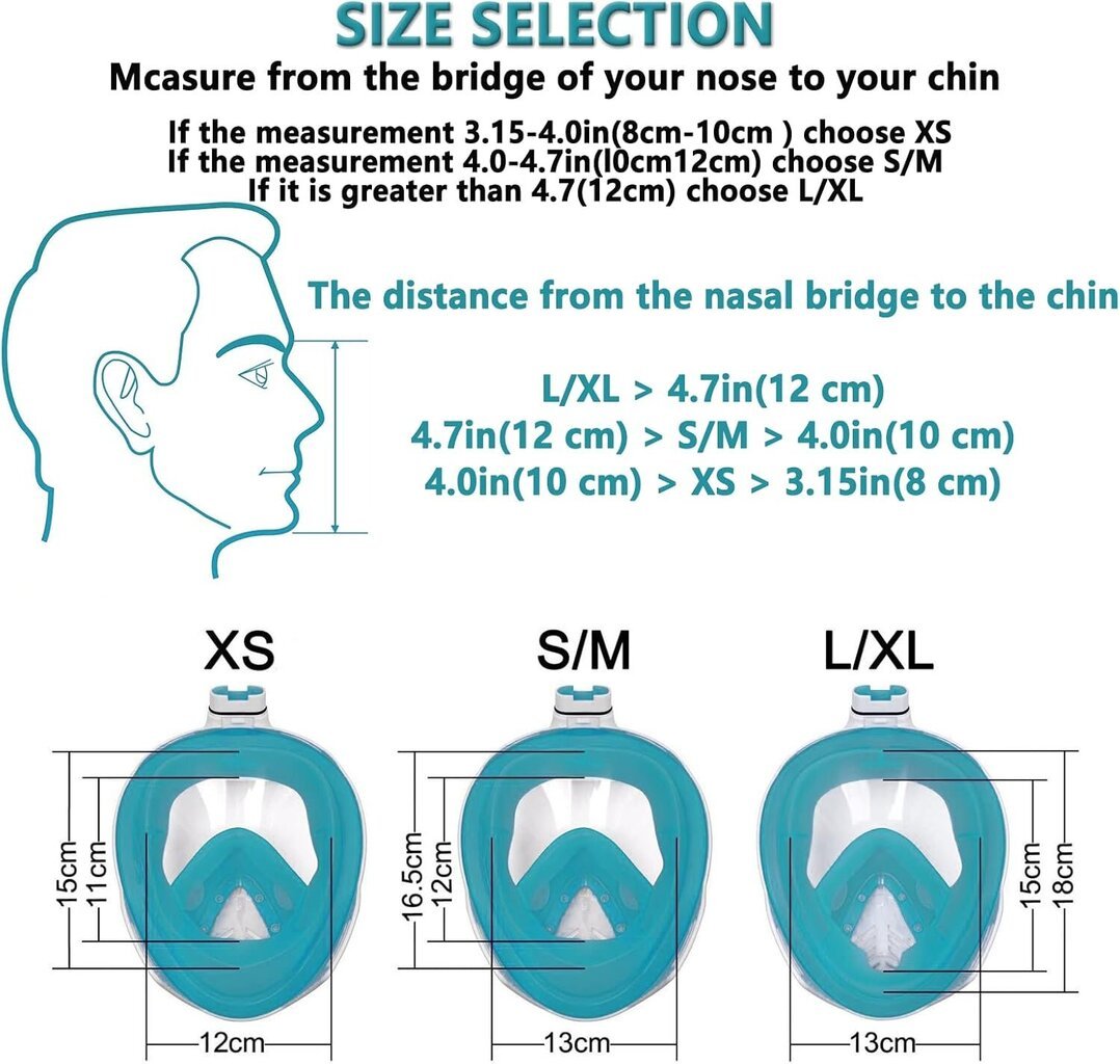 Snorkkelimaski koko kasvojen sukellusnaamari, taitettava kamerakiinnikkeellä aikuisille/lapsille - vihreä (L/XL) hinta ja tiedot | Laskettelulasit | hobbyhall.fi
