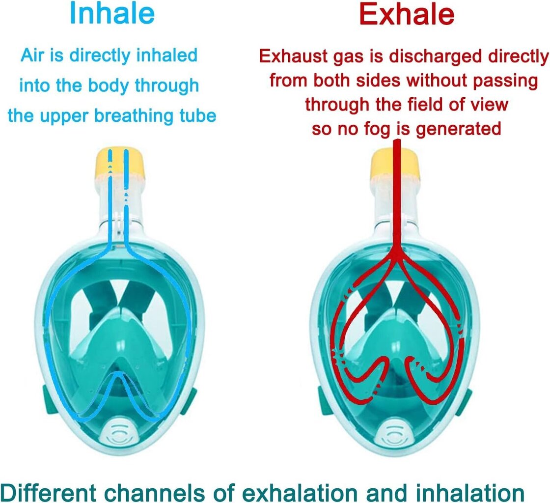 Snorkkelimaski koko kasvojen sukellusnaamari, taitettava kamerakiinnikkeellä aikuisille/lapsille - vihreä (L/XL) hinta ja tiedot | Laskettelulasit | hobbyhall.fi