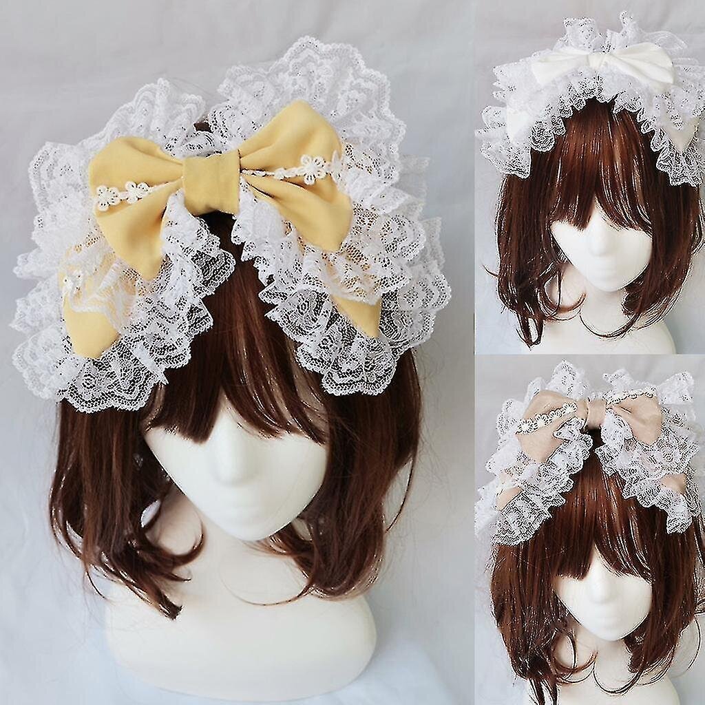 Victorian Retro Lace Sweet Kaksikerroksinen Otsapanta_Yellow hinta ja tiedot | Joulukoristeet | hobbyhall.fi