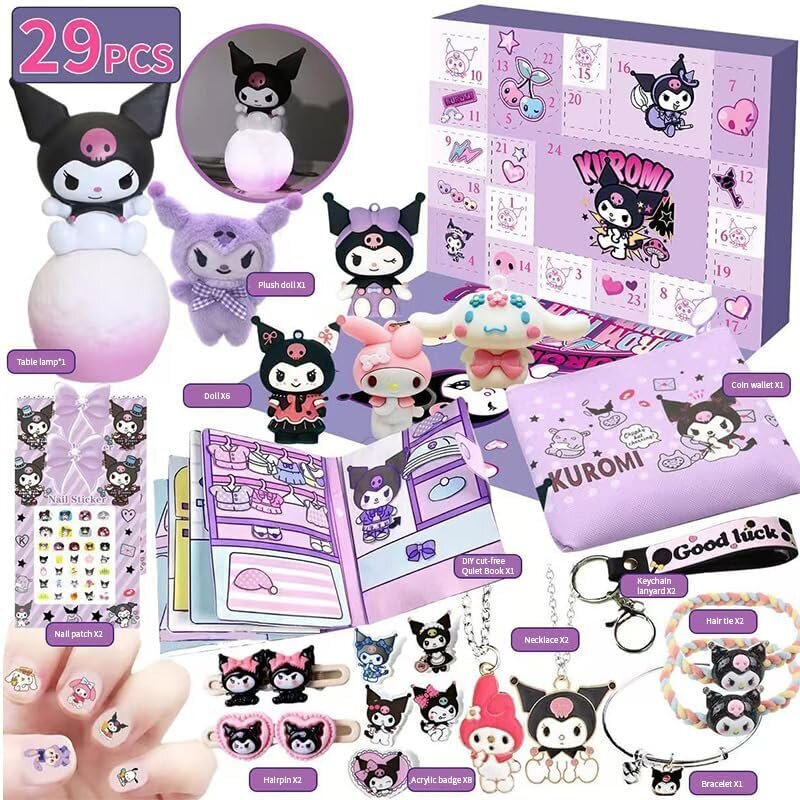 Adventtikalenteri 2024 Kulomi Character Merchandise Set, 29 kpl, pehmolelut, paperitavarat, tarvikkeet, rajoitettu erä hinta ja tiedot | Joulukoristeet | hobbyhall.fi