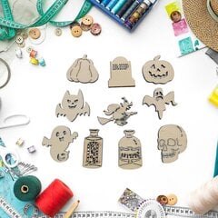 50 Kpl Halloween Keskeneräiset Puiset Siivut Tee Itse Käsintehdyt Leikkaukset Koristeet Koristeet hinta ja tiedot | Joulukoristeet | hobbyhall.fi