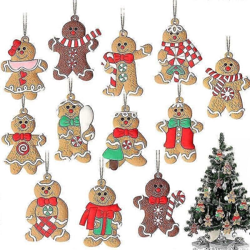 12 Kpl Piparkakkumiehen Koristeet Joulukuusikoristeet Gingerman Hanging Christmas_2 hinta ja tiedot | Joulukoristeet | hobbyhall.fi