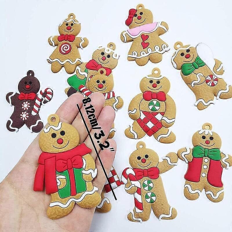 12 Kpl Piparkakkumiehen Koristeet Joulukuusikoristeet Gingerman Hanging Christmas_2 hinta ja tiedot | Joulukoristeet | hobbyhall.fi