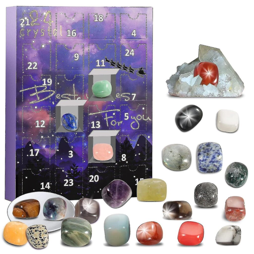 Adventtikalenteri 2024 Rocks, 24 Days Natural Crystal Akaatti Kiven mineraalit ja fossiilit Adventtikalenteri Kristallit Joulu hinta ja tiedot | Joulukoristeet | hobbyhall.fi