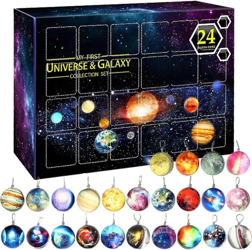 Space Advent Calendar - 24 Day Countdown Kalenteri Cosmic Galaxy Collection Set - Planetary Collection Set - 2024 Advent Calendar Set hinta ja tiedot | Joulukoristeet | hobbyhall.fi