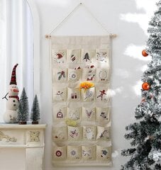 MONOBLANKS-kankainen joulun adventtikalenteri taskuilla, uudelleenkäytettävä luonnollinen 24 päivän adventtikalenteri riippuva säilytyspussi joululoma-asunnolle hinta ja tiedot | Joulukoristeet | hobbyhall.fi