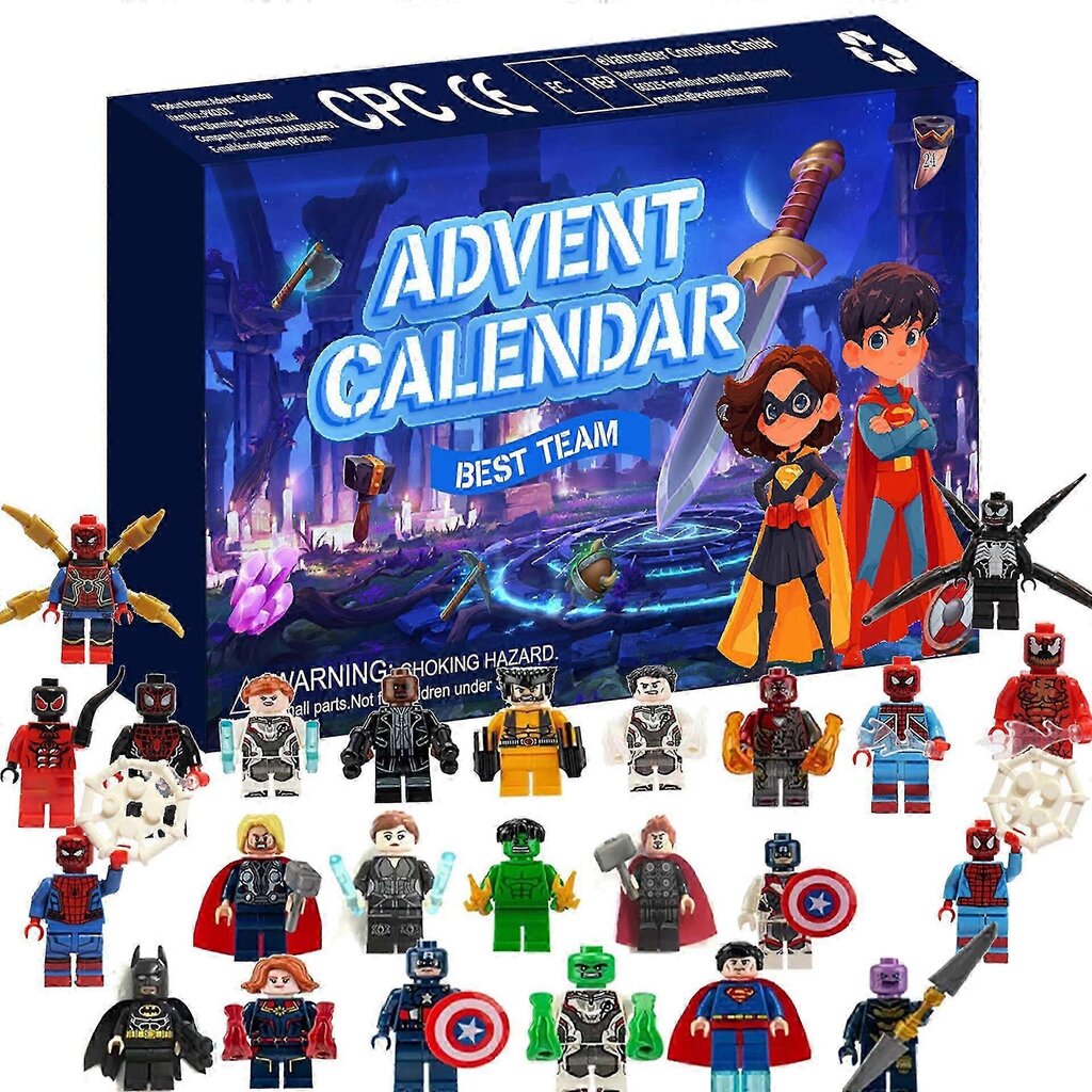 Uusi joululahjalaatikko Avengers Kolmiulotteinen Alliance-nukke Joulun adventtilaskenta Lasten lahjapakkaus hinta ja tiedot | Joulukoristeet | hobbyhall.fi