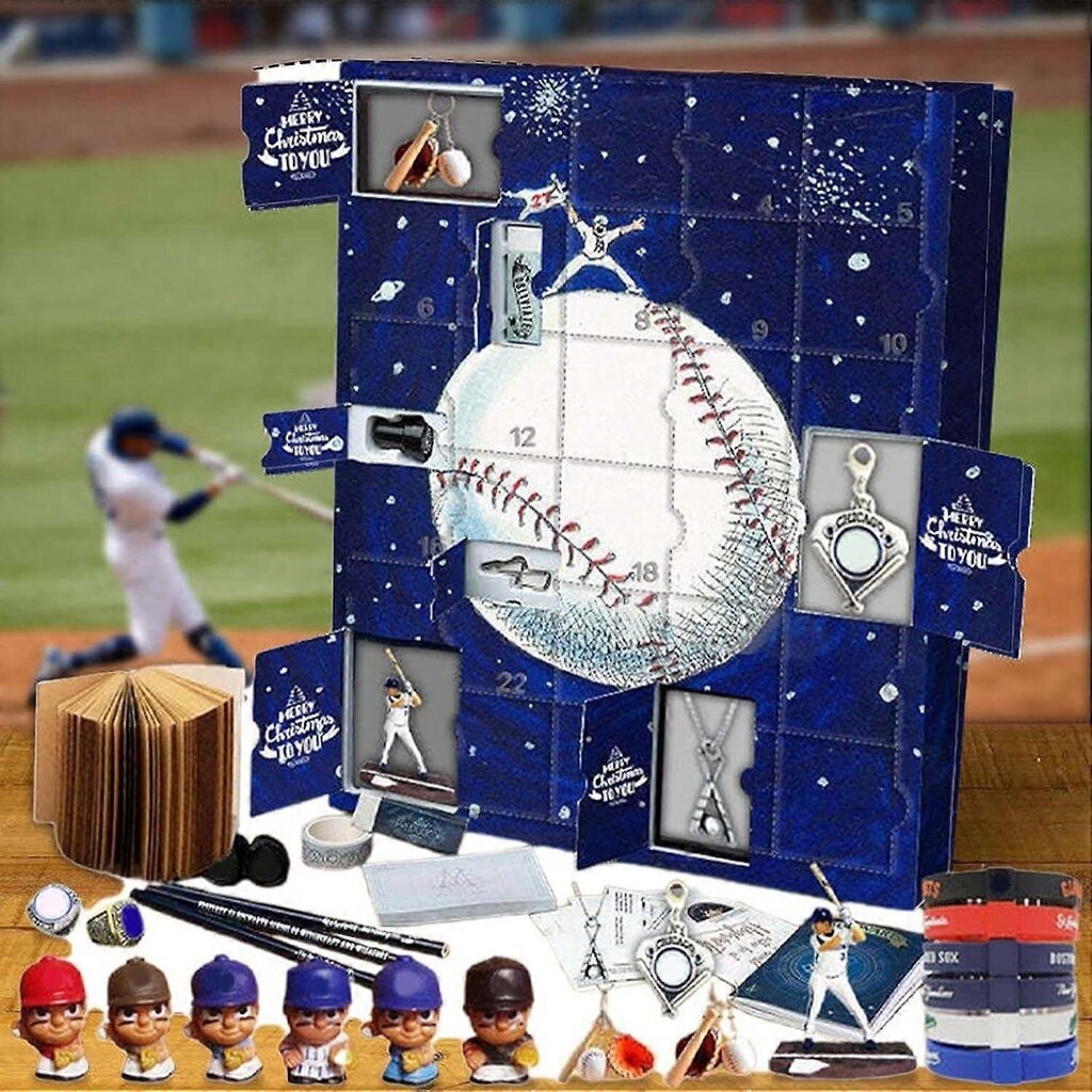 Baseball-adventtikalenteri 2024, joulun pesäpallon adventtikalenteri, 24 päivän joululoman lähtölaskenta lahjat, 2D-pesäpallokoristeet hinta ja tiedot | Joulukoristeet | hobbyhall.fi