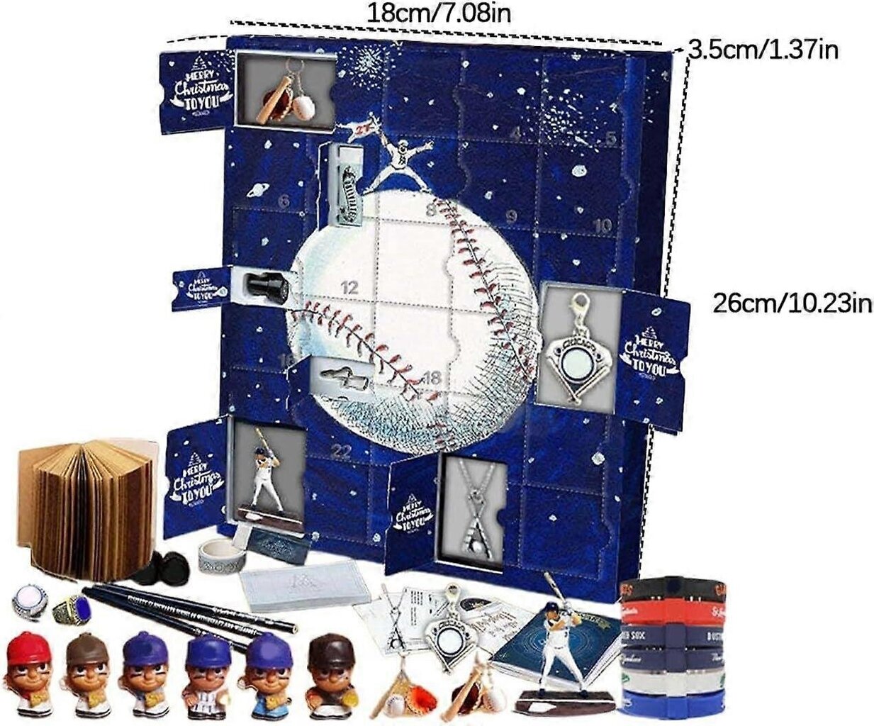 Baseball-adventtikalenteri 2024, joulun pesäpallon adventtikalenteri, 24 päivän joululoman lähtölaskenta lahjat, 2D-pesäpallokoristeet hinta ja tiedot | Joulukoristeet | hobbyhall.fi