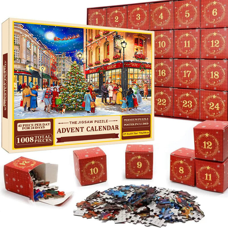 Pussel adventskalender 2024, 1008 pusselbitar 24 dagars julnedräkning adventskalendrar-pussel SD18 hinta ja tiedot | Joulukoristeet | hobbyhall.fi