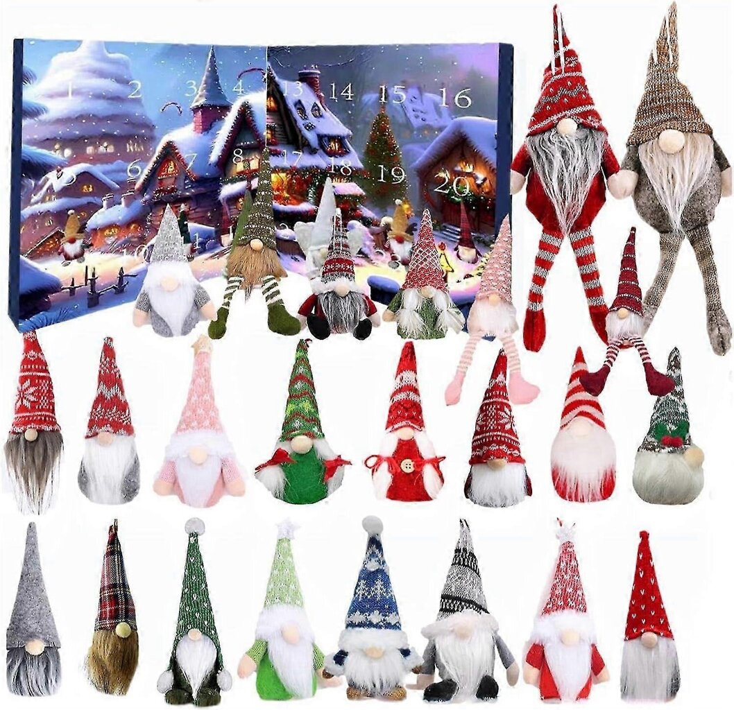 Christmas Gnome Advent Calendar, Christmas Gnome Countdown Kalenteri, 24 osaa joulun adventtikalenteri Gnome pehmoleluineen, joululoma hinta ja tiedot | Joulukoristeet | hobbyhall.fi