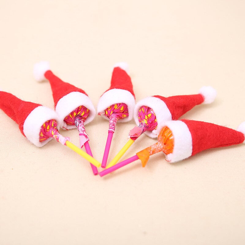 10 kpl Christmas Candy Cane Hatut Joulupipot Mini Joulupukin hatut hinta ja tiedot | Joulukoristeet | hobbyhall.fi