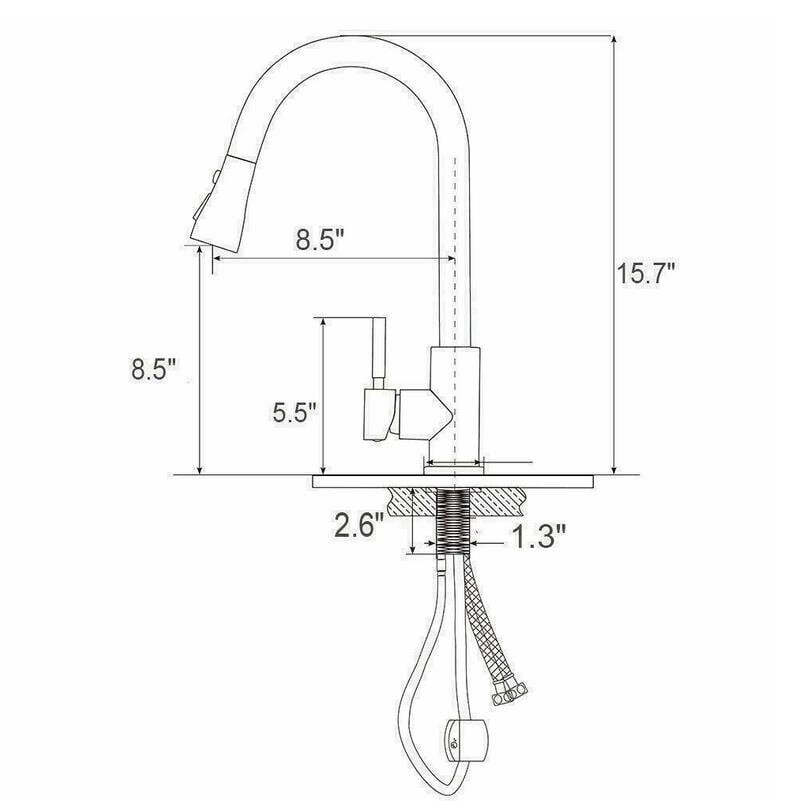 Lämmin ja kylmä ulosvedettävä keittiöhana - musta, 40x21,6cm, 1kpl hinta ja tiedot | Suihkupäät ja tarvikkeet | hobbyhall.fi