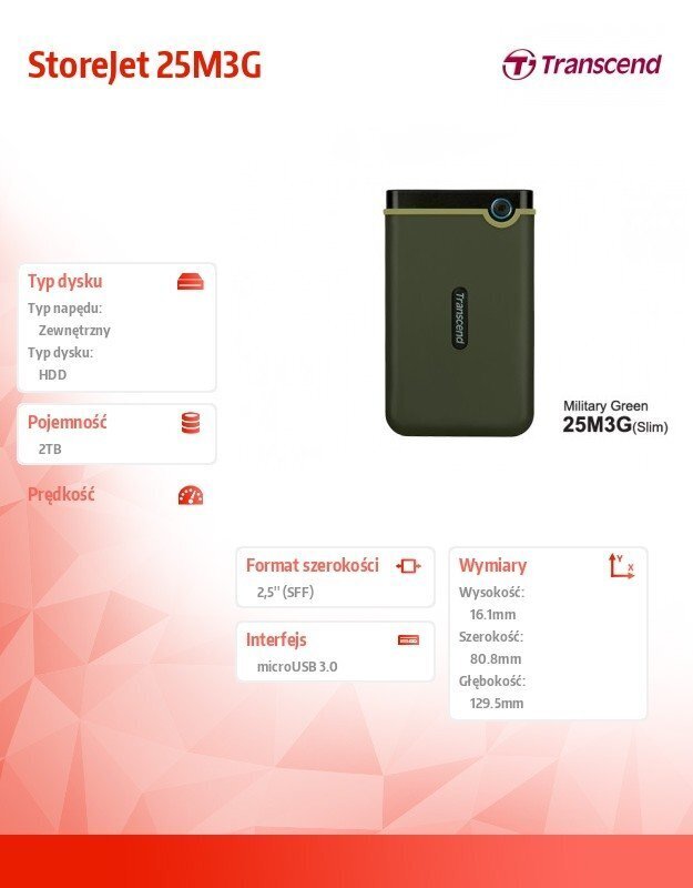 Ulkoinen kovalevy TRANSCEND StoreJet 2TB USB 3.0 Colour Green TS2TSJ25M3G hinta ja tiedot | Ulkoiset kovalevyt | hobbyhall.fi