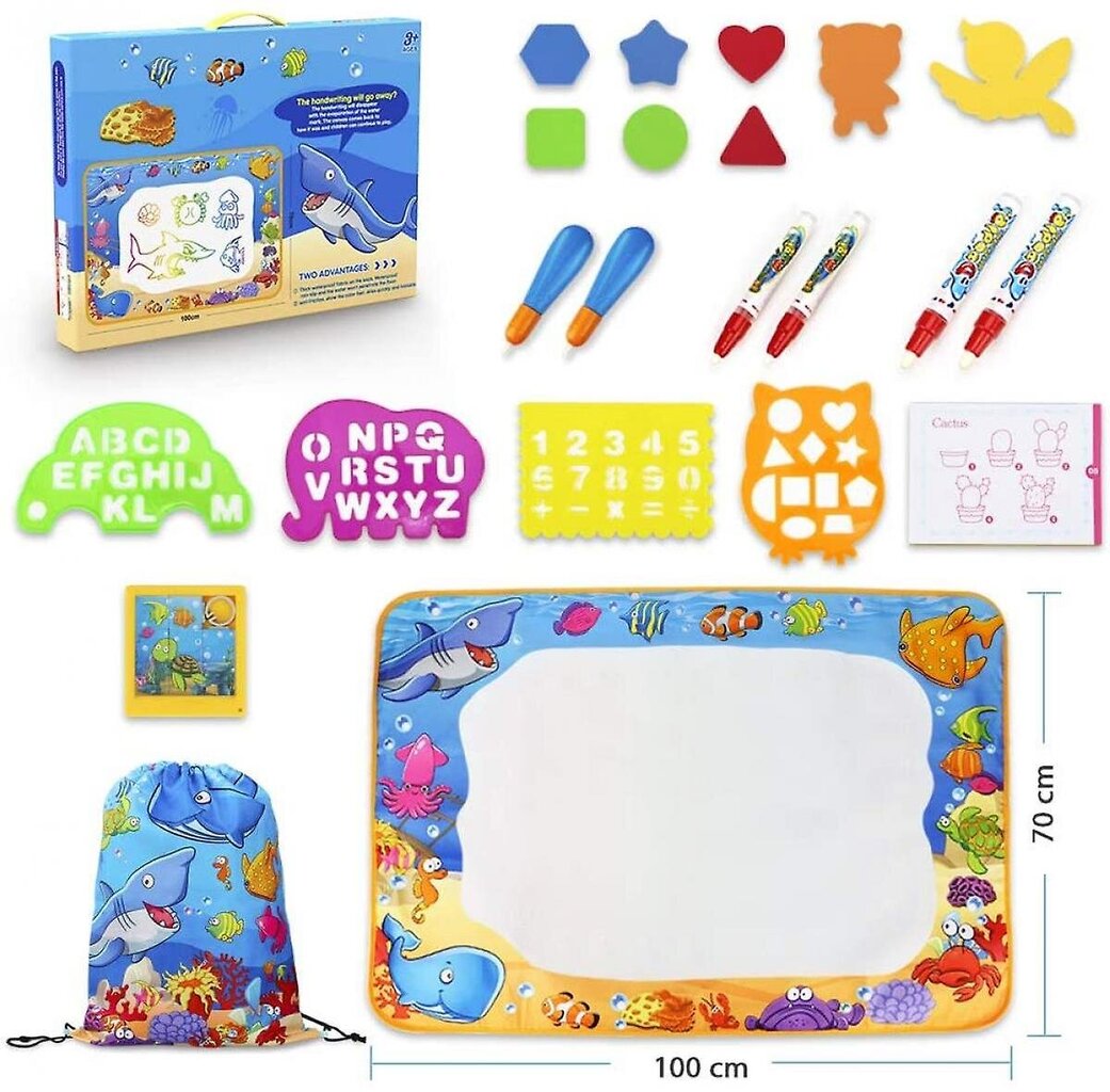 XYC Water Doodle Mat - Lasten Maalaus kirjoitus Doodle Lelumatto - Väri Doodle Piirustusmatto Tuo Magic Pens Opetusleluja 2 3 4 5 6 7 ikäisille hinta ja tiedot | Maalaustarvikkeet | hobbyhall.fi