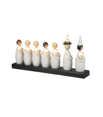 Puinen kynttilänjalka figuureilla valkoinen 21W 48x22cm Luciatåg 652-80 hinta ja tiedot | Sisustustuotteet | hobbyhall.fi