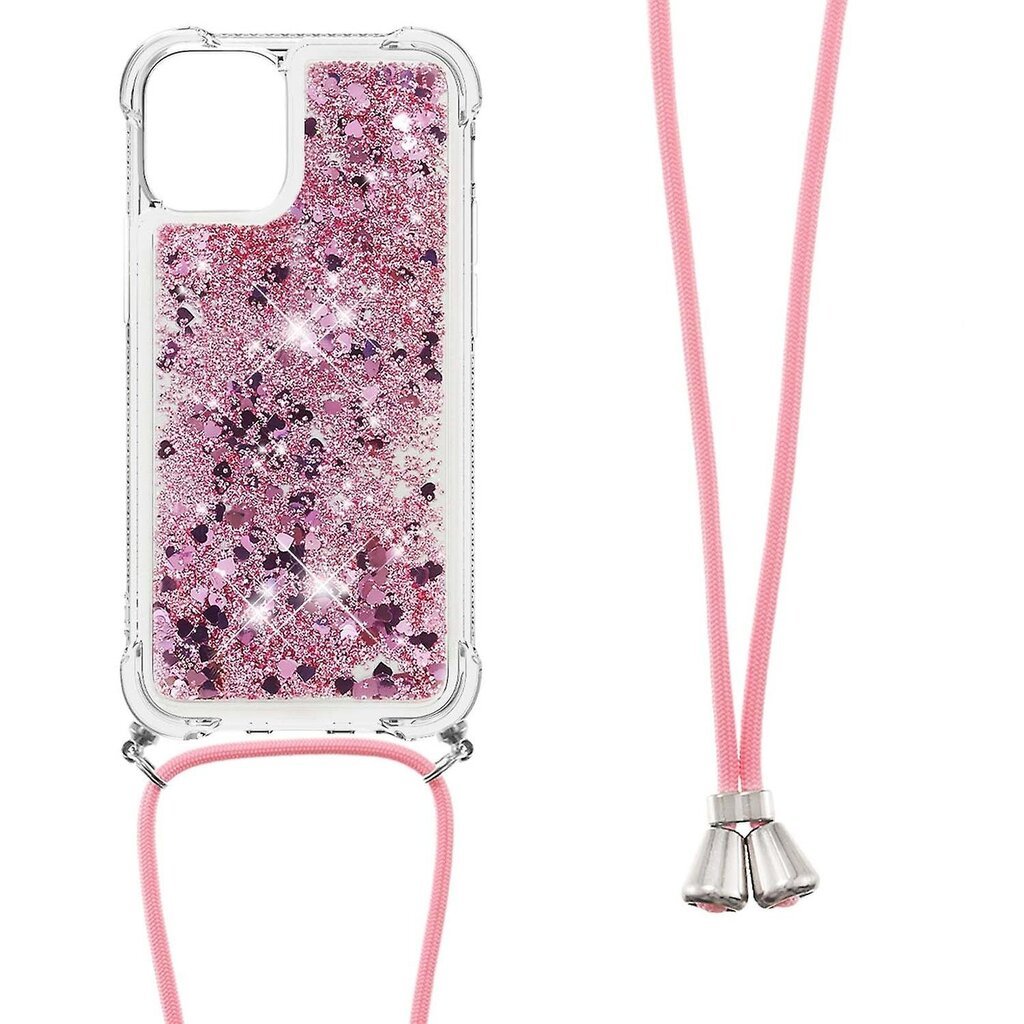 Quicksand Shiny Glitter -matkapuhelimen TCover kaulanauhalla iPhone 13 mini 5,4 tuuman Heartsille hinta ja tiedot | Puhelimen kuoret ja kotelot | hobbyhall.fi