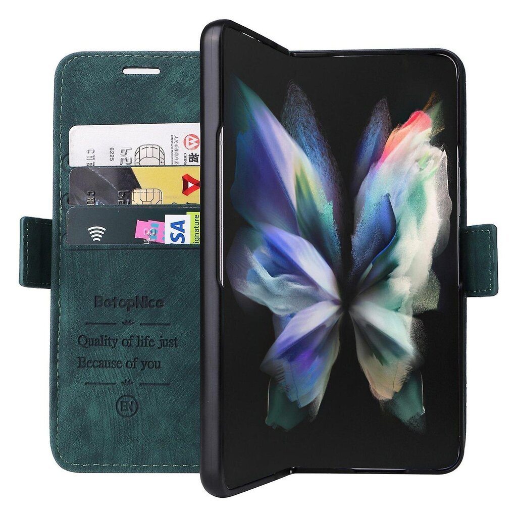 Samsung Galaxy Z Fold 3 5G 001 matkapuhelimen nahkakotelolle, vihreä hinta ja tiedot | Puhelimen kuoret ja kotelot | hobbyhall.fi