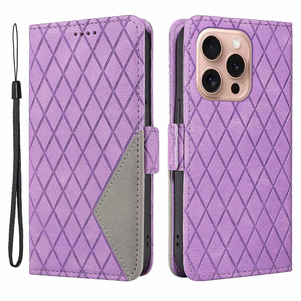 iPhone 16 Pro -kotelolle Rhombus Grid PU-nahkainen lompakko Matkapuhelimen kansi - musta hinta ja tiedot | Puhelimen kuoret ja kotelot | hobbyhall.fi