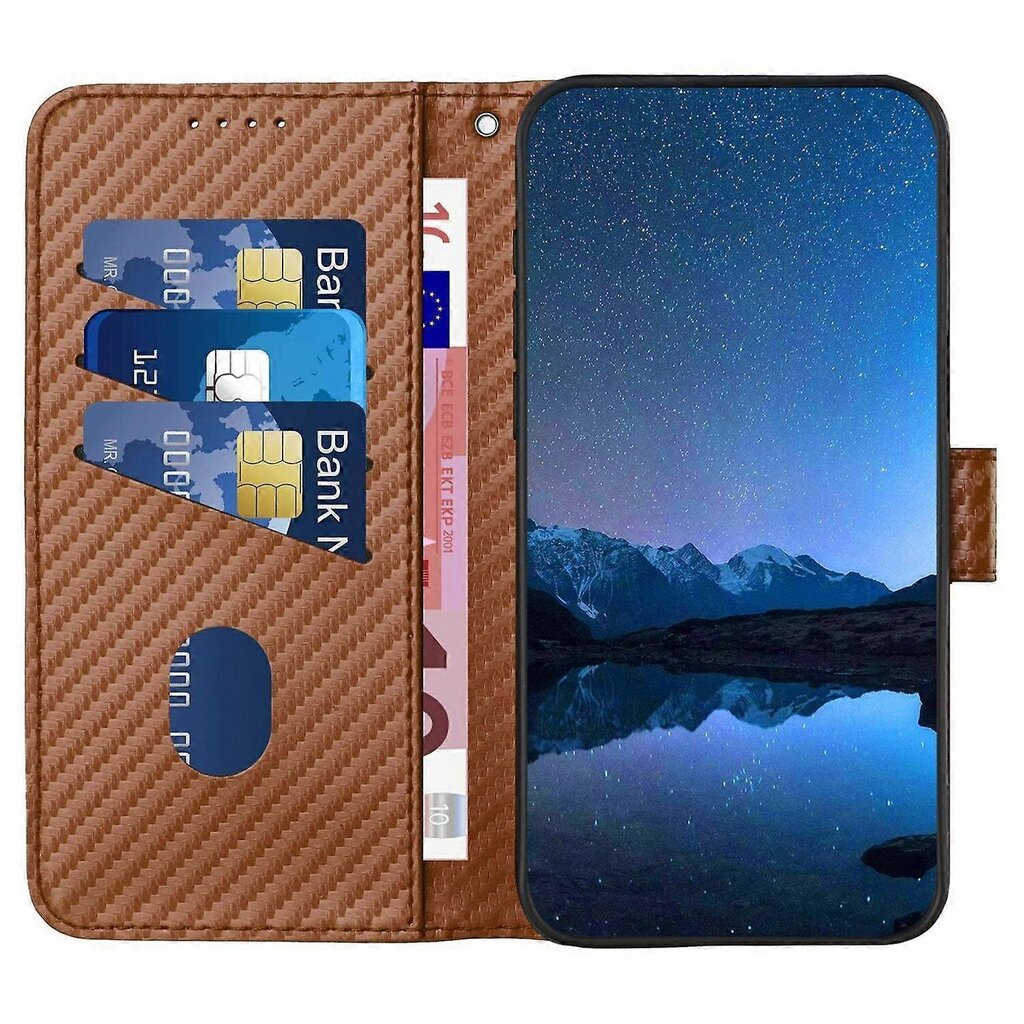 YX0070 Infinix Hot 50 4G lompakkokotelolle Hiilikuiturakenne Nahkakennotarvikkeet Puhelimen kansi - hinta ja tiedot | Puhelimen kuoret ja kotelot | hobbyhall.fi