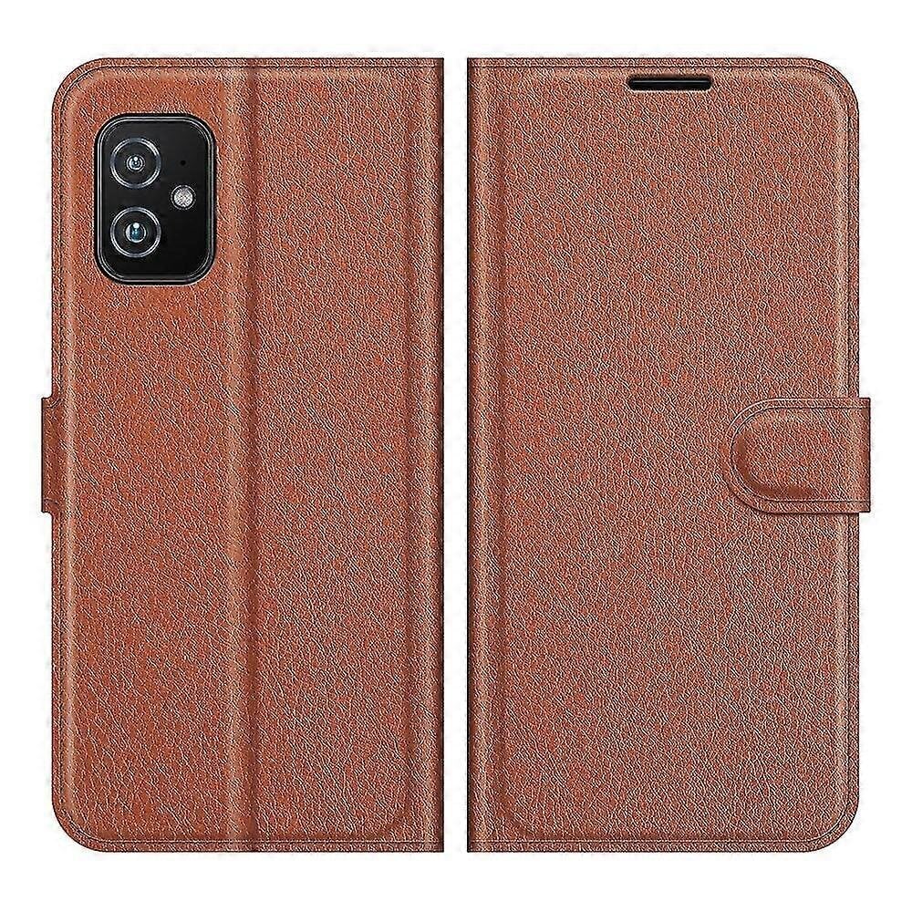 Lompakko Design Litchi Skin Nahkakotelo Asus Zenfone 8 ZS590KS Matkapuhelintelineen suojus hinta ja tiedot | Puhelimen kuoret ja kotelot | hobbyhall.fi