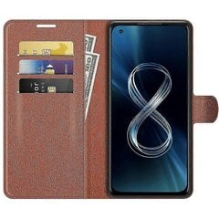 Lompakko Design Litchi Skin Nahkakotelo Asus Zenfone 8 ZS590KS Matkapuhelintelineen suojus hinta ja tiedot | Puhelimen kuoret ja kotelot | hobbyhall.fi