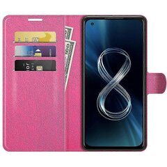 Lompakko Design Litchi Skin Nahkakotelo Asus Zenfone 8 ZS590KS Matkapuhelintelineen suojus hinta ja tiedot | Puhelimen kuoret ja kotelot | hobbyhall.fi