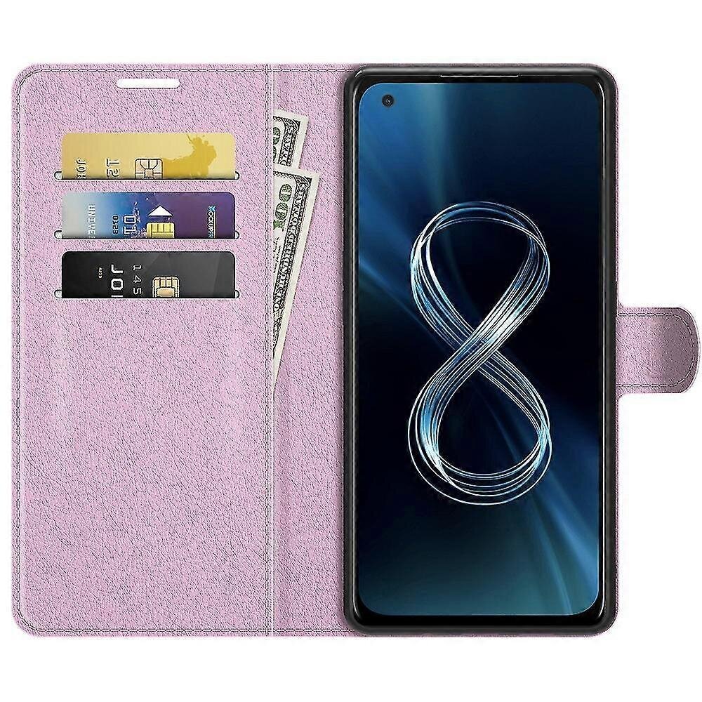 Lompakko Design Litchi Skin Nahkakotelo Asus Zenfone 8 ZS590KS Matkapuhelintelineen suojus hinta ja tiedot | Puhelimen kuoret ja kotelot | hobbyhall.fi