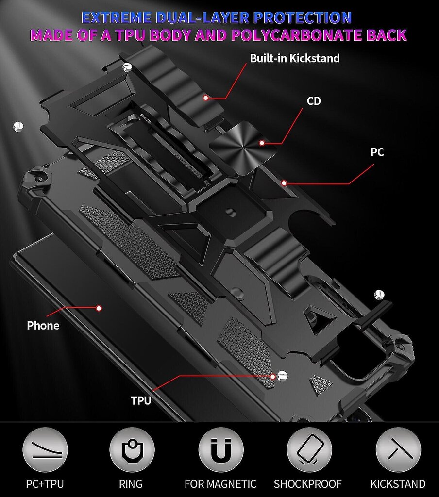 Duty Armor Grade Case -Yhteensopiva Gay S23 Ultra/S23 /S23 Car Ring Kickdillä_Black_S23 Ultra hinta ja tiedot | Puhelimen kuoret ja kotelot | hobbyhall.fi