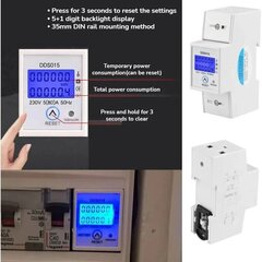 1kpl 5-80A 230V 50Hz yksivaiheinen sähköenergiamittari LCD-taustavalo, DDS015 DIN-kiskoon asennettu sähköenergiamittari, wattisen sähköenergian mittari hinta ja tiedot | Muuntimet ja invertterit | hobbyhall.fi