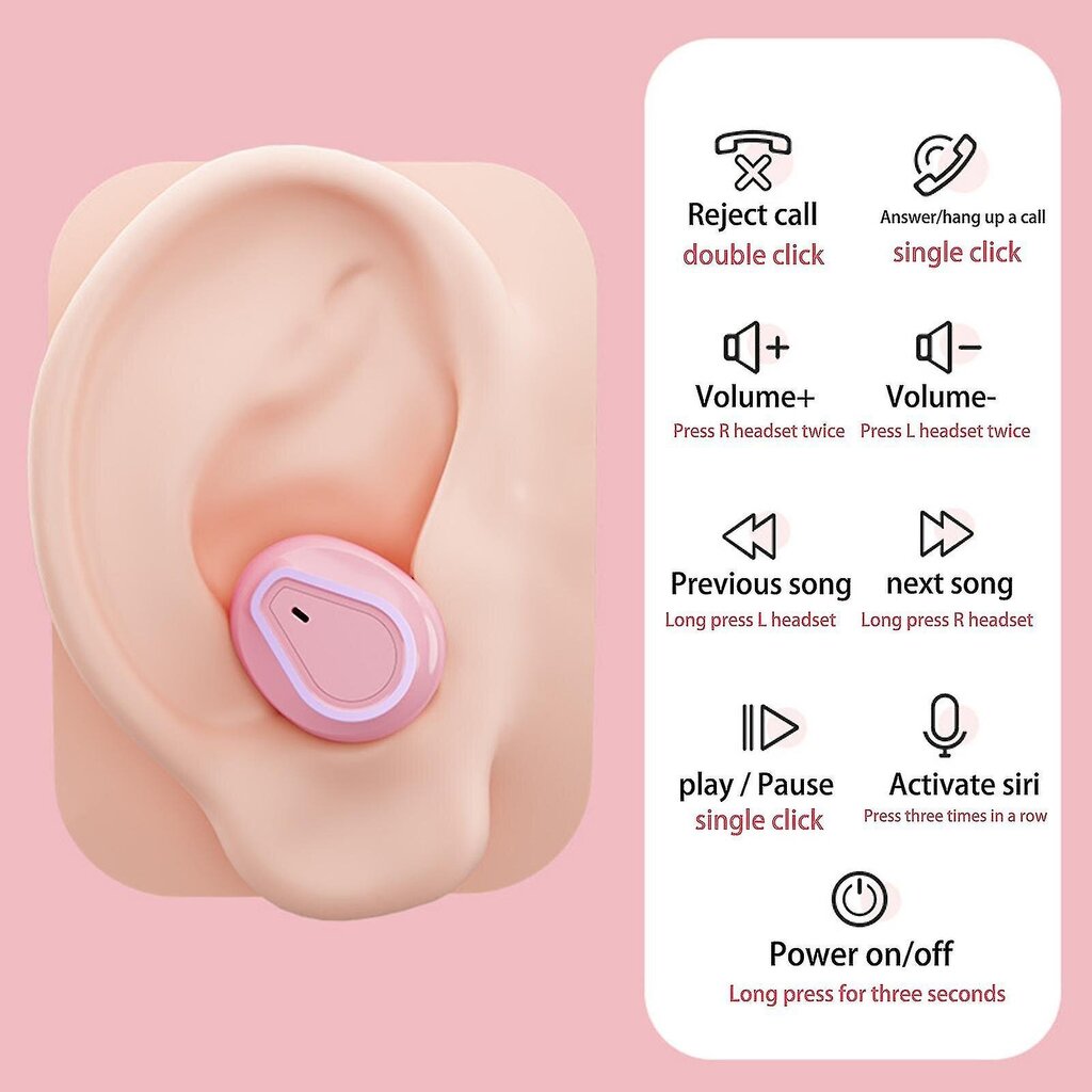 True Tws Wireless Tooth -Yhteensopiva 5.0 Earphs Phs Mini In-Ear Earbuds Et_Pink hinta ja tiedot | Kuulokkeet | hobbyhall.fi