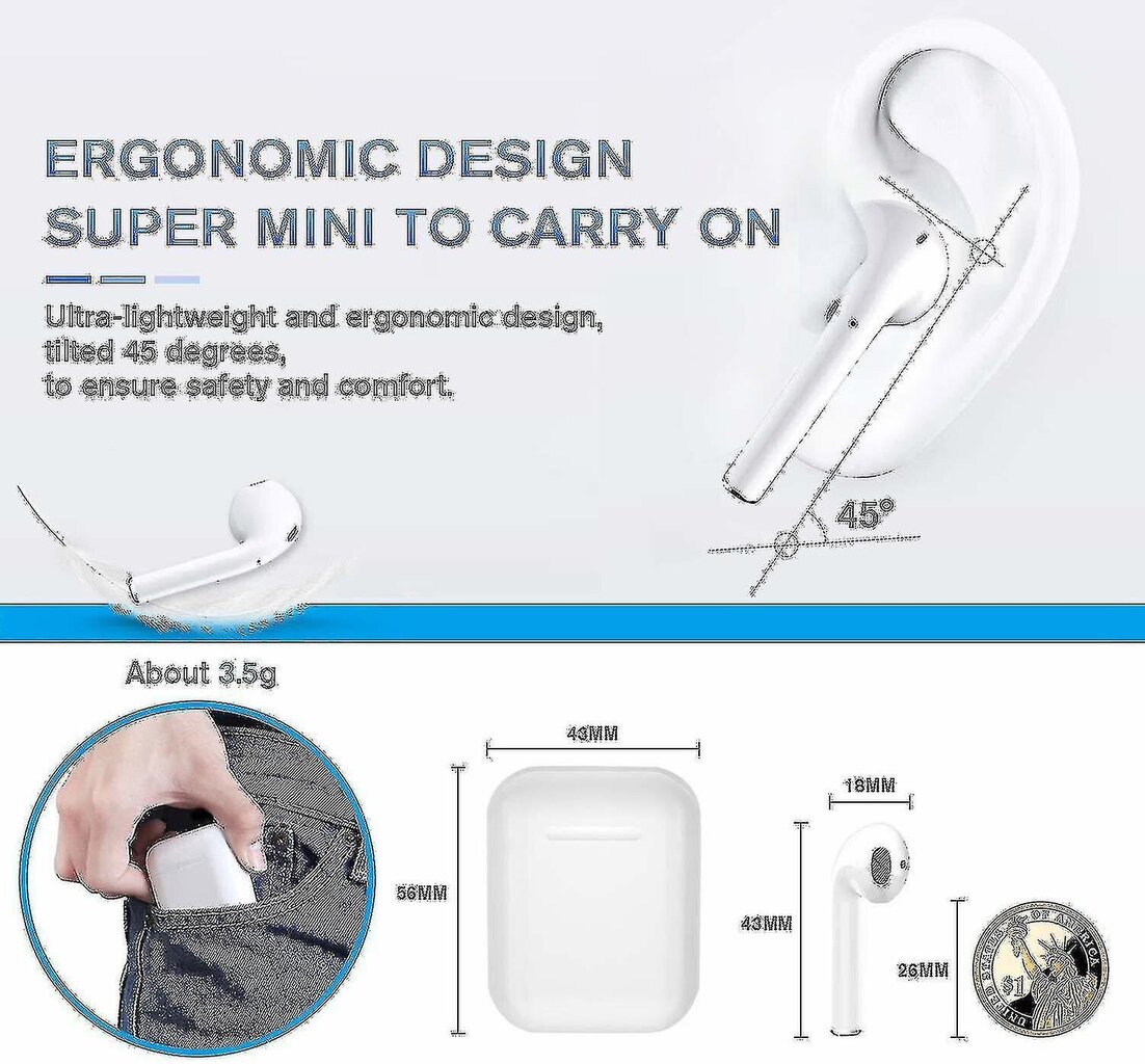 Bluetooth-Kuulokkeet, Langattomat Kosketusnappikuulokkeet, Hifi-Kuulokkeet, In-Ear-Kuulokkeet, Melu hinta ja tiedot | Kuulokkeet | hobbyhall.fi