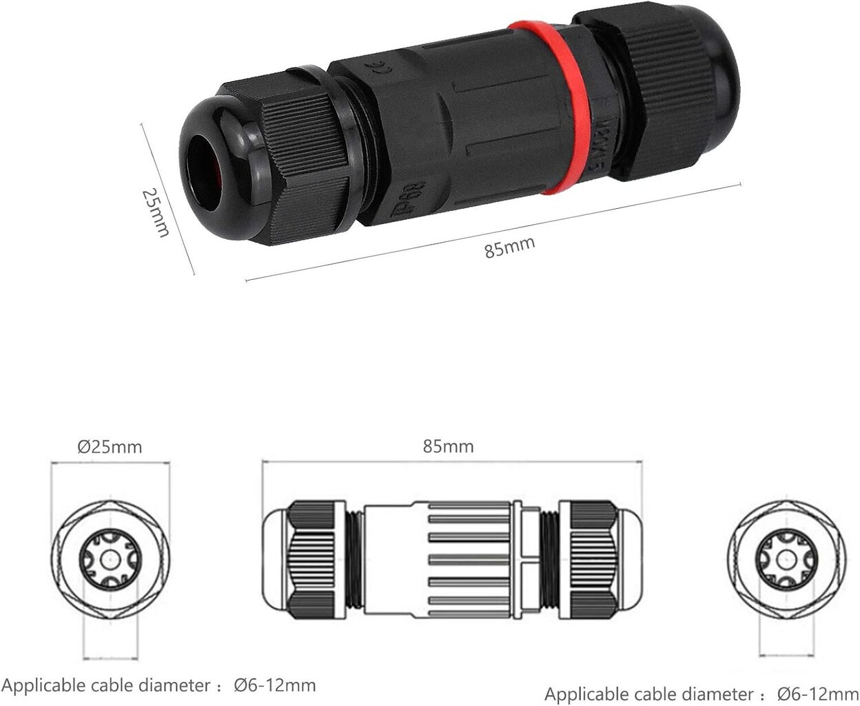 Keskittimen kytkentärasia 3-ytiminen ip68 vedenpitävä ulkomakuuhuone sisätiloissa musta 5-pakkaus hinta ja tiedot | Adapterit | hobbyhall.fi