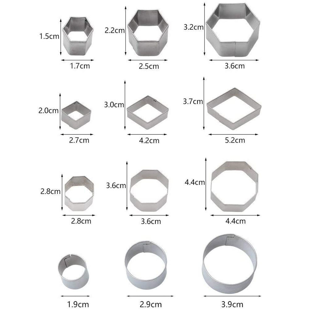 Ruoanlaittovälineet, leivinpaperi, lomakkeet, Mini Geometric Cookie Cutter Set, 24 kpl, ruostumaton teräs leivontaan ja askarteluun hinta ja tiedot | Uunivuoat ja leivontavälineet | hobbyhall.fi