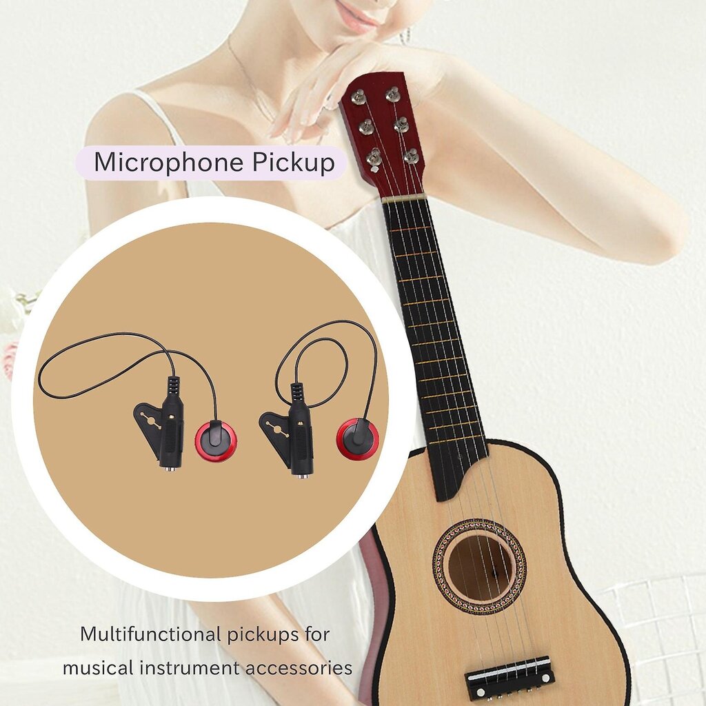 2kpl Piezo-kontaktimikrofoni mikrofonimikrofoni kitaraviululle Banjo Mandoliini Ukulele hinta ja tiedot | Soittimien lisätarvikkeet | hobbyhall.fi