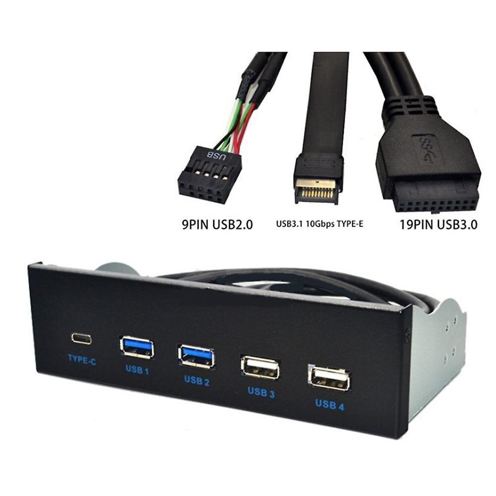 5,25" USB3.1 GEN2 etupaneelin USB-keskitin 2 porttia USB3.0+2 porttia USB2.0+1 portti TYPE-C TYPE-E-liittimellä pöytätietokoneelle hinta ja tiedot | Soittimien lisätarvikkeet | hobbyhall.fi