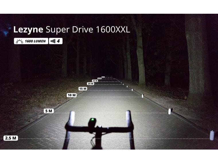 Ajovalo Lezyne Super Drive 1600XXL musta hinta ja tiedot | Polkupyörän valot ja heijastimet | hobbyhall.fi