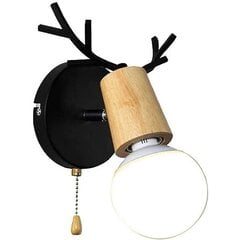 Nordic Modern Design Deer anler Shape Puinen seinävalaisin vetoketjulla E27, musta, ei polttimoa hinta ja tiedot | Tuuletinvalaisimet | hobbyhall.fi