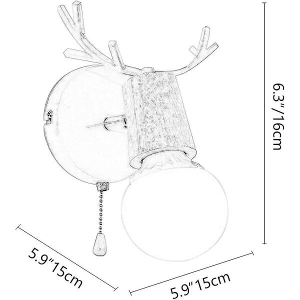 Nordic Modern Design Deer anler Shape Puinen seinävalaisin vetoketjulla E27, musta, ei polttimoa hinta ja tiedot | Tuuletinvalaisimet | hobbyhall.fi