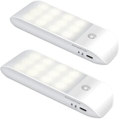 Automaattinen LED-yövalo [2 kpl], 12 USB-ladattavaa, liiketunnistimen magneettinen liimanauha, 3 tilaa (automaattinen/päällä/pois) hinta ja tiedot | Tuuletinvalaisimet | hobbyhall.fi