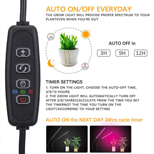 2/3/4 pään USB LED Plant Grow Light sisäkäyttöinen UV VEG kasvatuslamppu Täysspektri 4 päätä hinta ja tiedot | Tuuletinvalaisimet | hobbyhall.fi