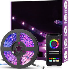 5M LED-valonauha, älykäs sovellusohjaus, RGB LED -valonauha, Bluetooth-liitäntä, USB-liitäntä 5M 5 M hinta ja tiedot | Tuuletinvalaisimet | hobbyhall.fi