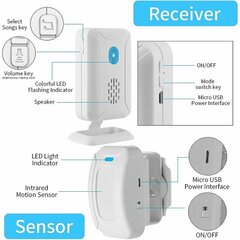 Langaton liiketunnistin ja ovikello, kodin hälytysjärjestelmäsarja, joka sisältää 1 anturin ja 1 vastaanottimen, elektronisen anturin tervetuliaislaitteen kauppoihin, toimistoihin ja etuoviin. hinta ja tiedot | Ovikellot | hobbyhall.fi