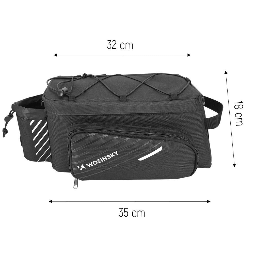 Wozinsky Bicycle Bike Pannier Bag Rear Trunk Bag with Shoulder Strap 9L black (WBB22BK) hinta ja tiedot | Polkupyörän tavaratelineet ja korit | hobbyhall.fi