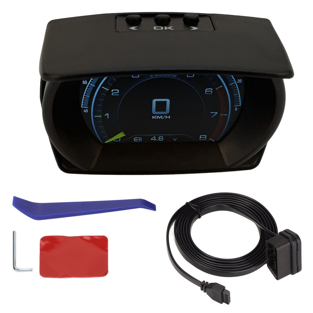 Musta ajoneuvon HUD-näyttö monitoiminen OBD HUD Gauge 9 -hälytys, turvallinen ajo OBD II -kompaktiautolle hinta ja tiedot | Pyörämittarit | hobbyhall.fi