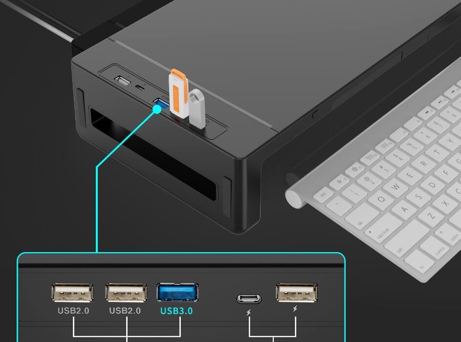 Taitettava näyttöteline, USB 3.0 -tietokonenäytön keskitin, pöytäteline säilytyslaatikolla, hinta ja tiedot | LED-valonauhat | hobbyhall.fi