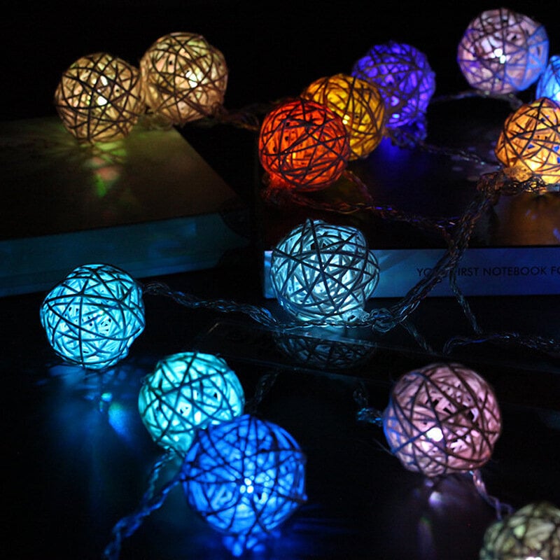 Paristokäyttöinen 20 LED-merkkivaloa, 20 pallon Sepak Takraw Halloween (värillinen) hinta ja tiedot | LED-valonauhat | hobbyhall.fi