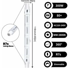 300W himmennettävä halogeenilamppu lämmin valkoinen AC220-240V J118 lineaarinen (5kpl) hinta ja tiedot | LED-valonauhat | hobbyhall.fi